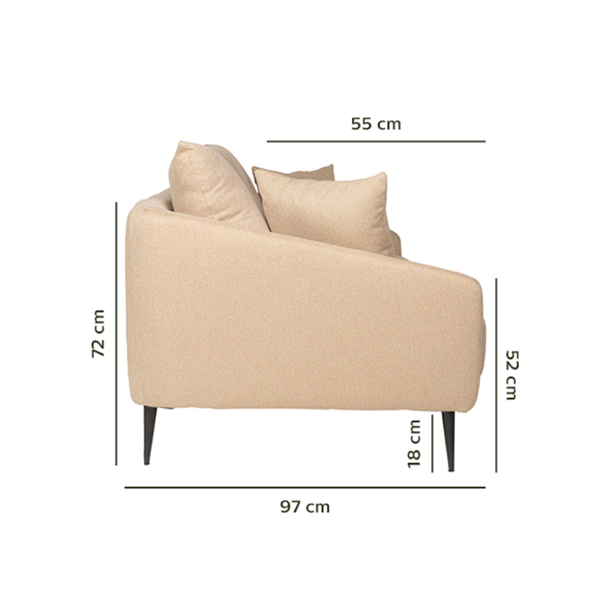 Canapé 2 places fixe en tissu - beige roucas-DOME