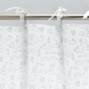 Rideau à nouettes en coton - blanc avec imprimé gris - 140x250cm-BESTIAIRE