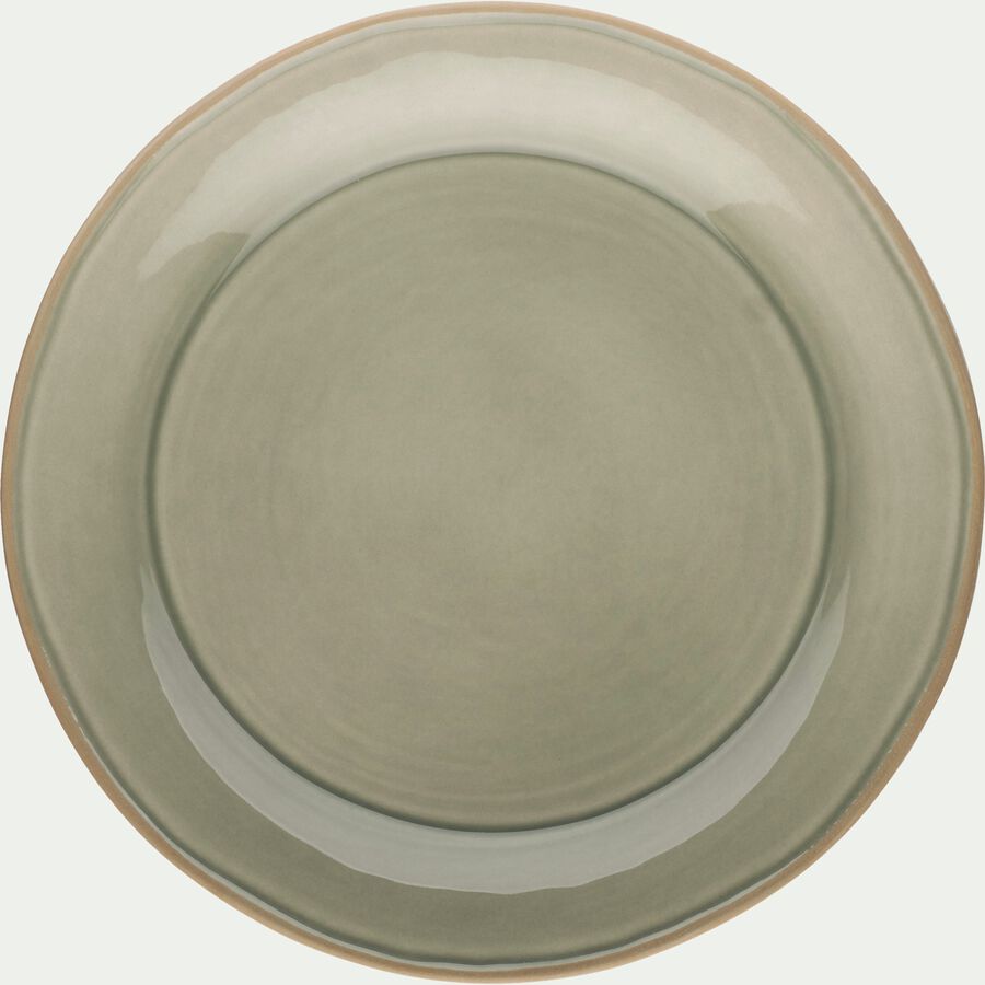Assiette plate en faïence vert olivier D27cm-LUBERON