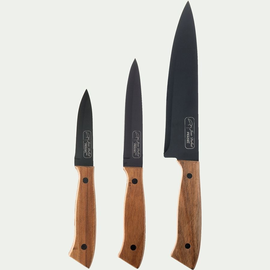Lot de 3 couteaux en bois d'acacia-NATURALLIFE