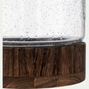 Vase en verre bullé et bois - transparent D16xH24,5cm-ASHDOD