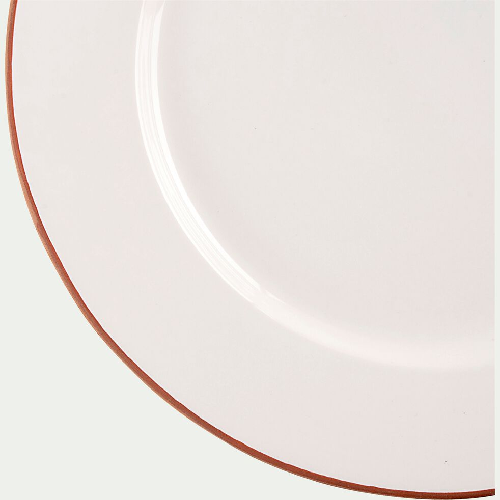Assiette de présentation liseré terracotta en faïence - blanc D30cm-SOLLER