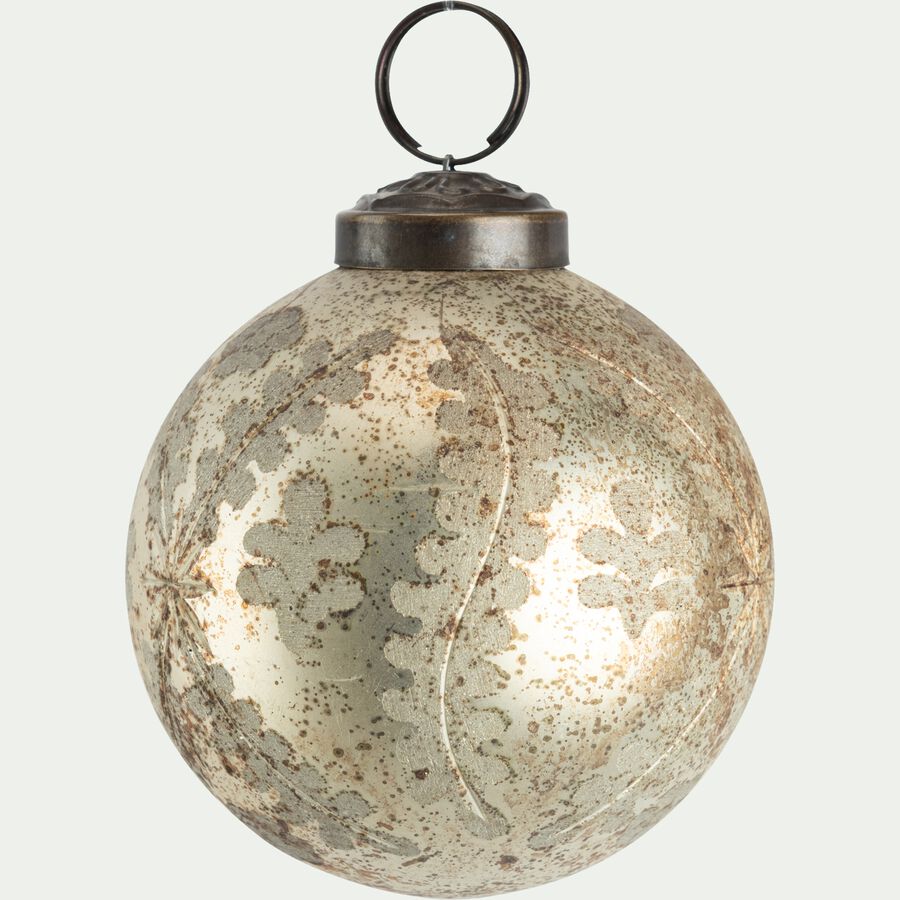 Boule de Noël en verre motif végétal - doré D8cm-ARYAS