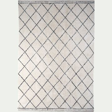 Tapis inspiration berbère en coton - blanc 300x400cm-LOSANGE