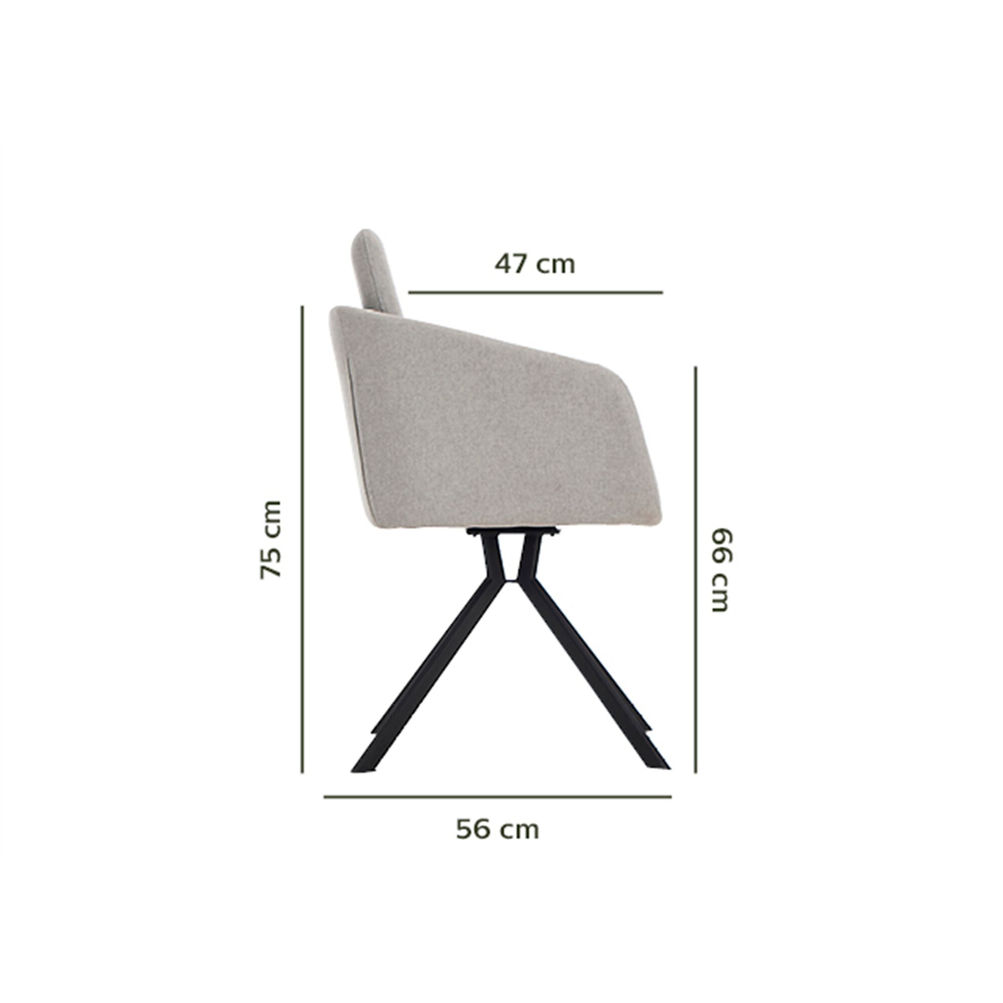 Chaise pivotante avec accoudoirs en tissu - gris borie-CAMARGUE