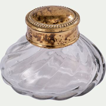 Encrier décoratif en métal et verre D9xH6cm - transparent-OBERJAN