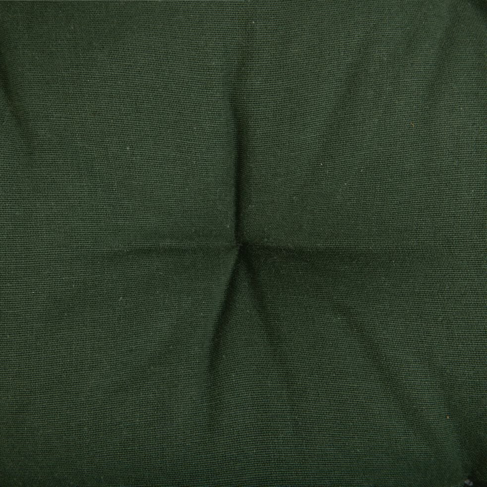 Galette de chaise carrée en coton - vert cèdre 40x40cm-CALANQUES