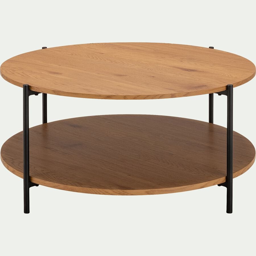 Table basse ronde en bois et acier - naturel D90xH45cm-ISEO