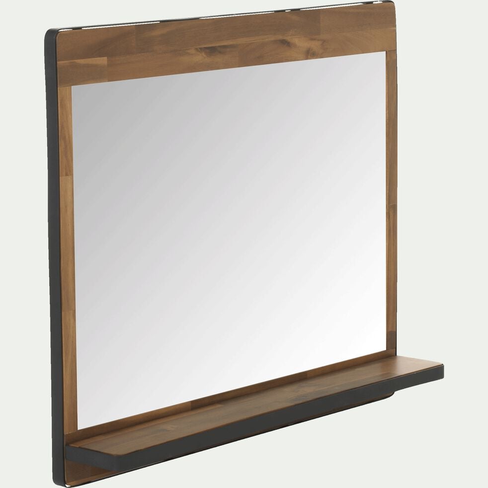 Miroir rectangulaire de salle de bain en acacia et métal - L90cm-Kota