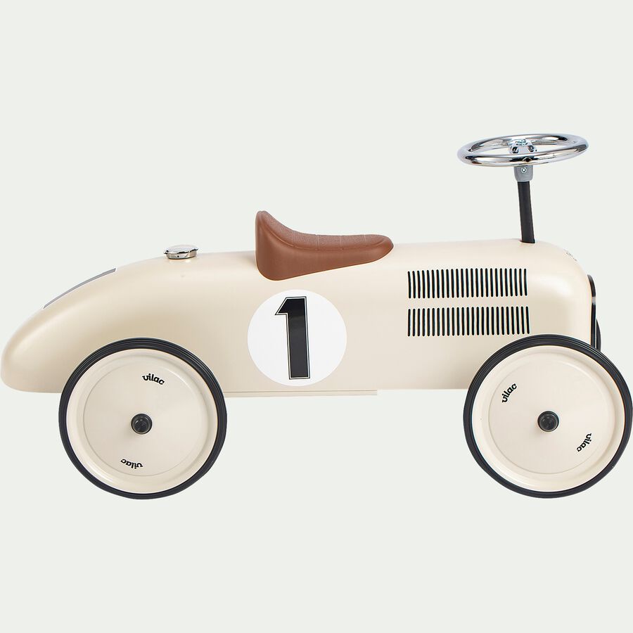 Porteur voiture vintage en acier pour enfant - blanc écru H40cm-RIANS