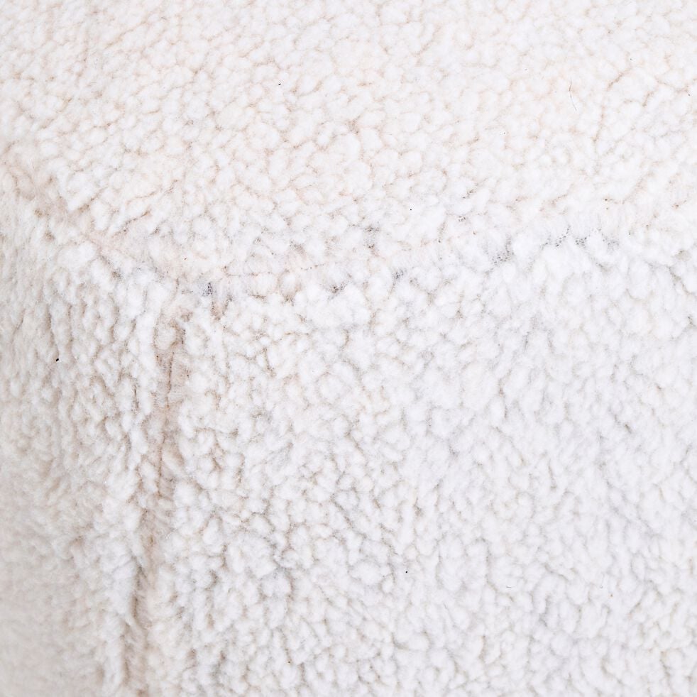 Pouf en tissu effet moutonné - blanc capelan-COTTI