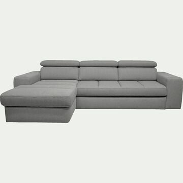 Canapé d'angle gauche convertible en tissu - gris clair-TONIN