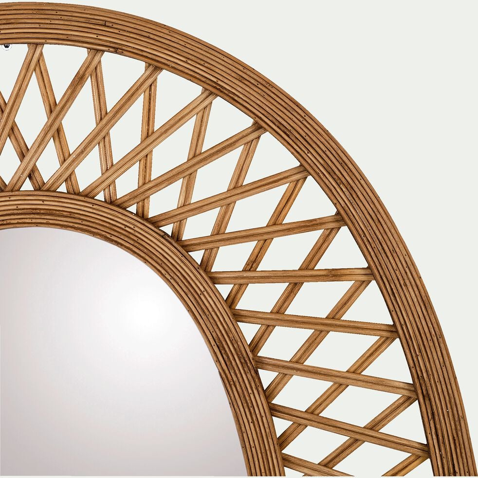 Miroir ovale cannage en bambou - naturel H81cm-HAWAL