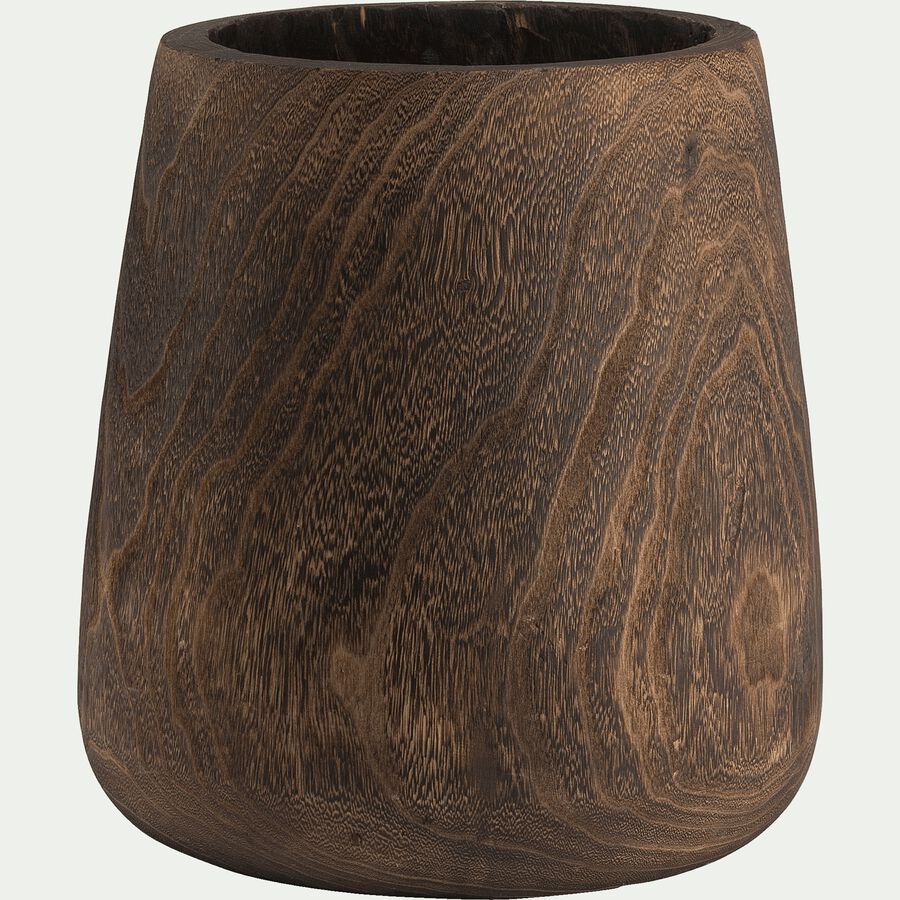 Vase en bois de paulownia - marron H35cm-NELIA