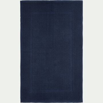 Tapis de bain jacquard en coton 60x100cm - bleu encre-BAGNO