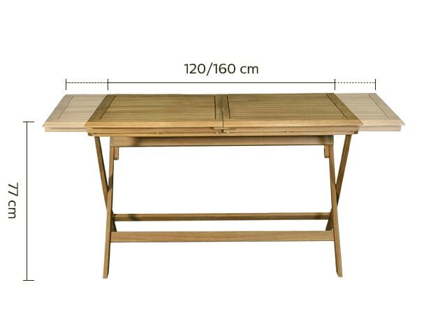 Table de balcon extensible pliante en acacia - bois foncé (6 à 8 places)-MILANA