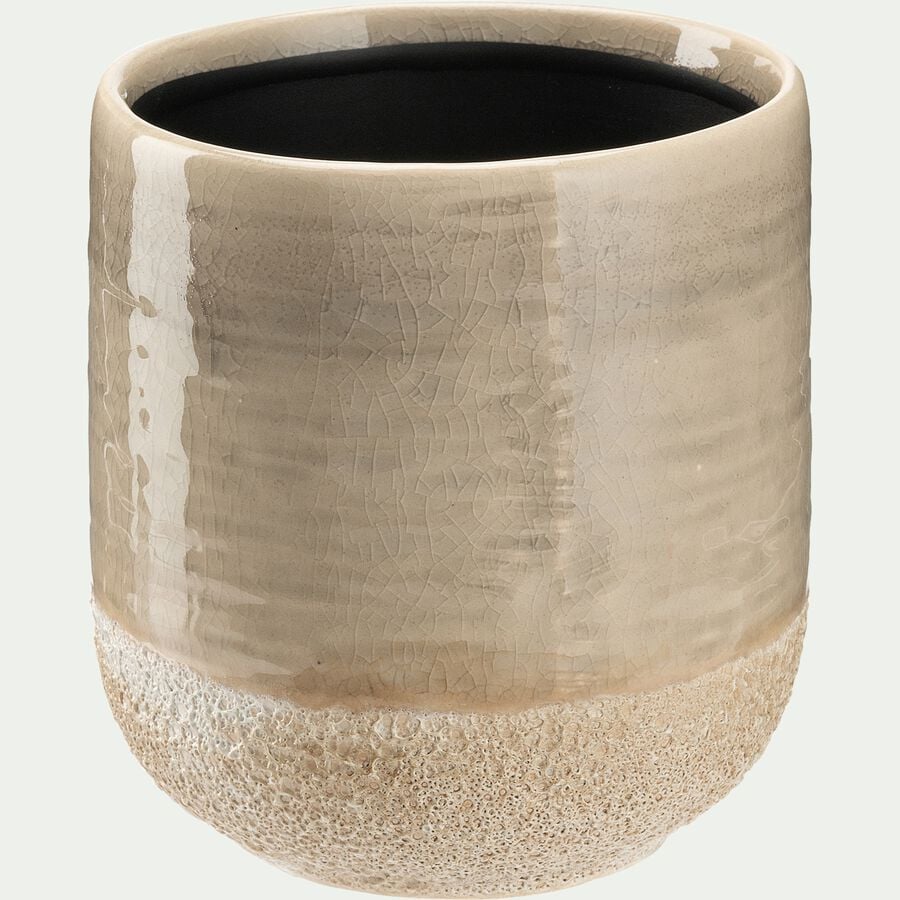 Cache-pot en céramique - gris clair H11xD10 cm-ISSA