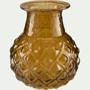 Vase boule en verre bullé - jaune achilléa D10xH12cm-HEGRADE