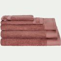Lot de 2 serviettes invité en coton peigné - brun rhassoul 30x50cm-Azur
