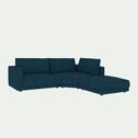 Canapé d'angle 4 places droit en tissu joint - bleu figuerolles-AUDES