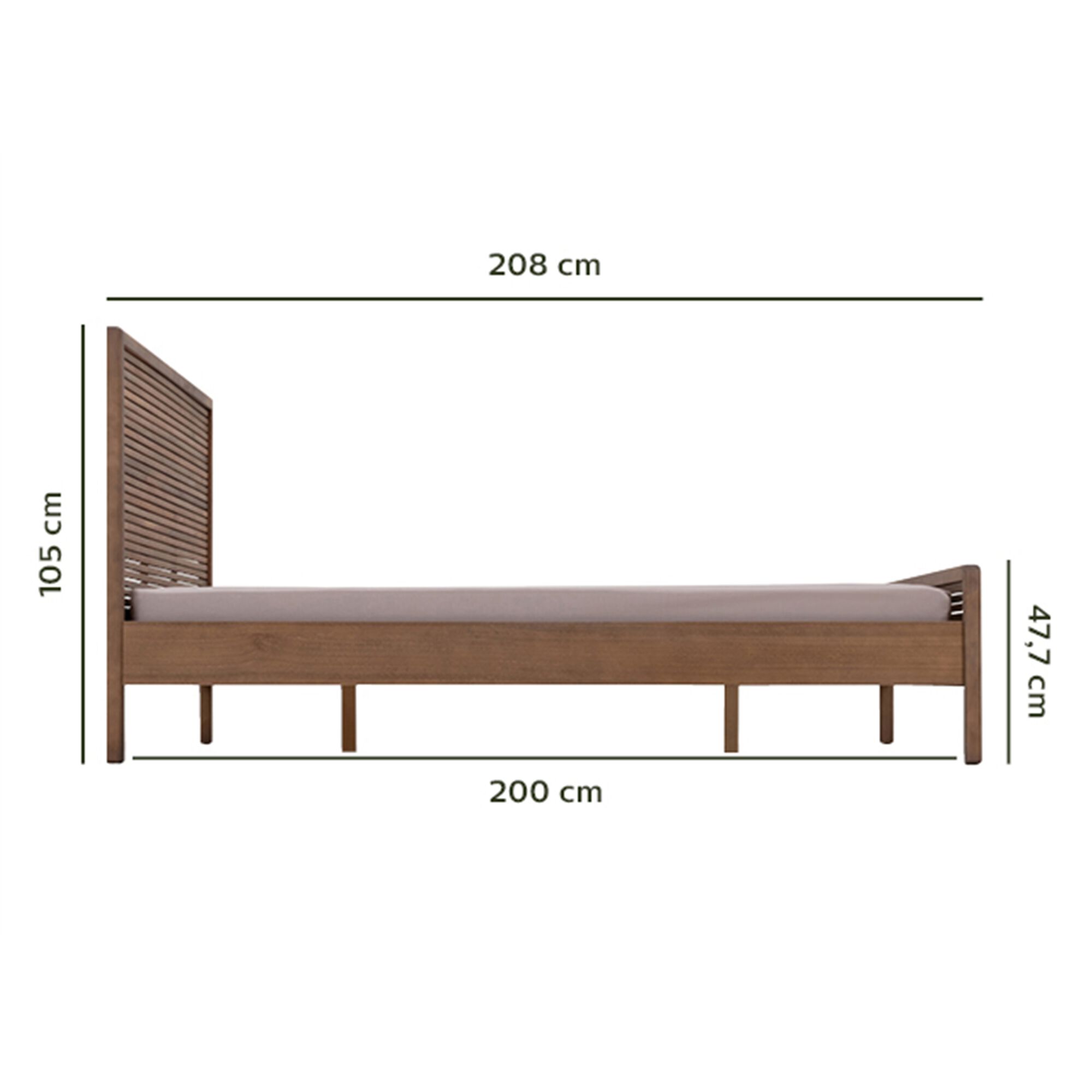 Lit 2 places avec tête de lit - bois foncé 160x200 cm-CRUZ