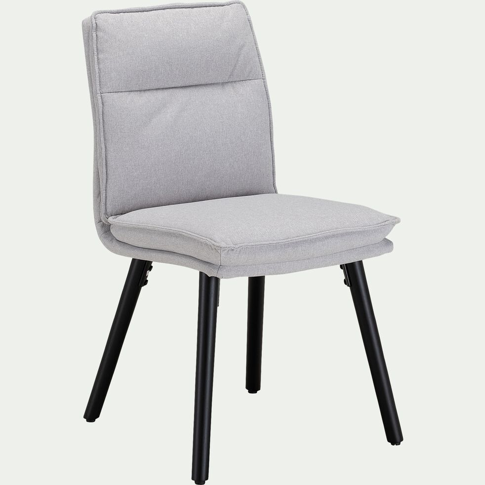Chaise en tissu et piétement noir - gris borie-PATI