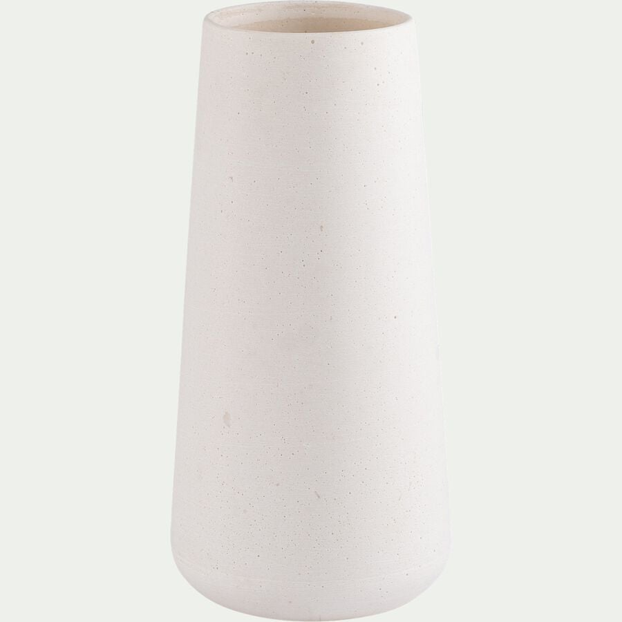 Vase conique en poudre de pierre - blanc D14xH30cm-CALCIS