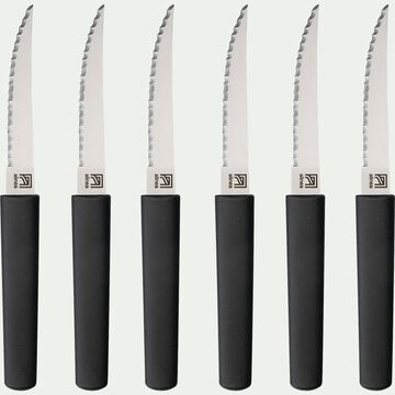Bloc de 6 couteaux de table bi-matière et bio matière - noir-LINE