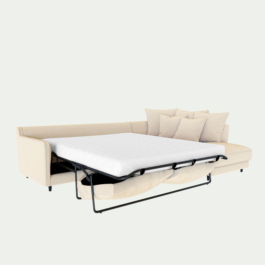 Canapé d'angle droit convertible en tissu joint - beige roucas-LENITA
