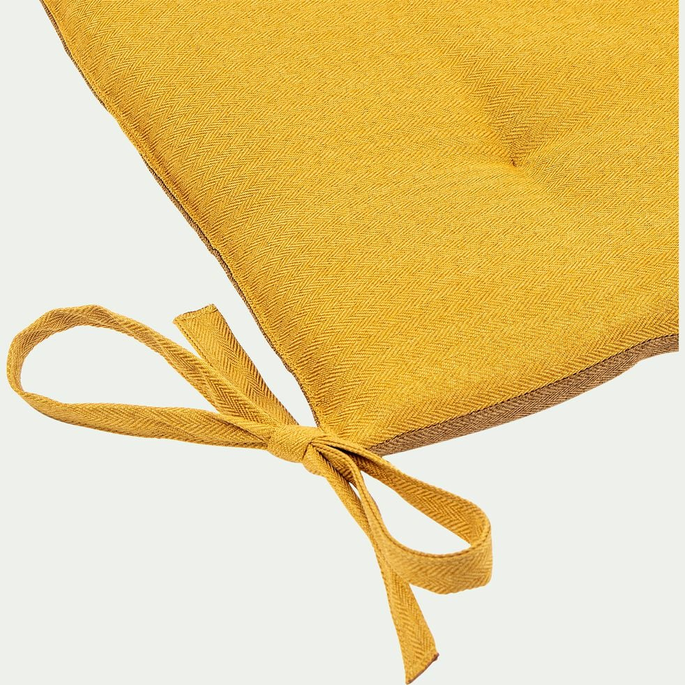 Galette de chaise de jardin en coton déperlant bicolore - jaune-MIKO