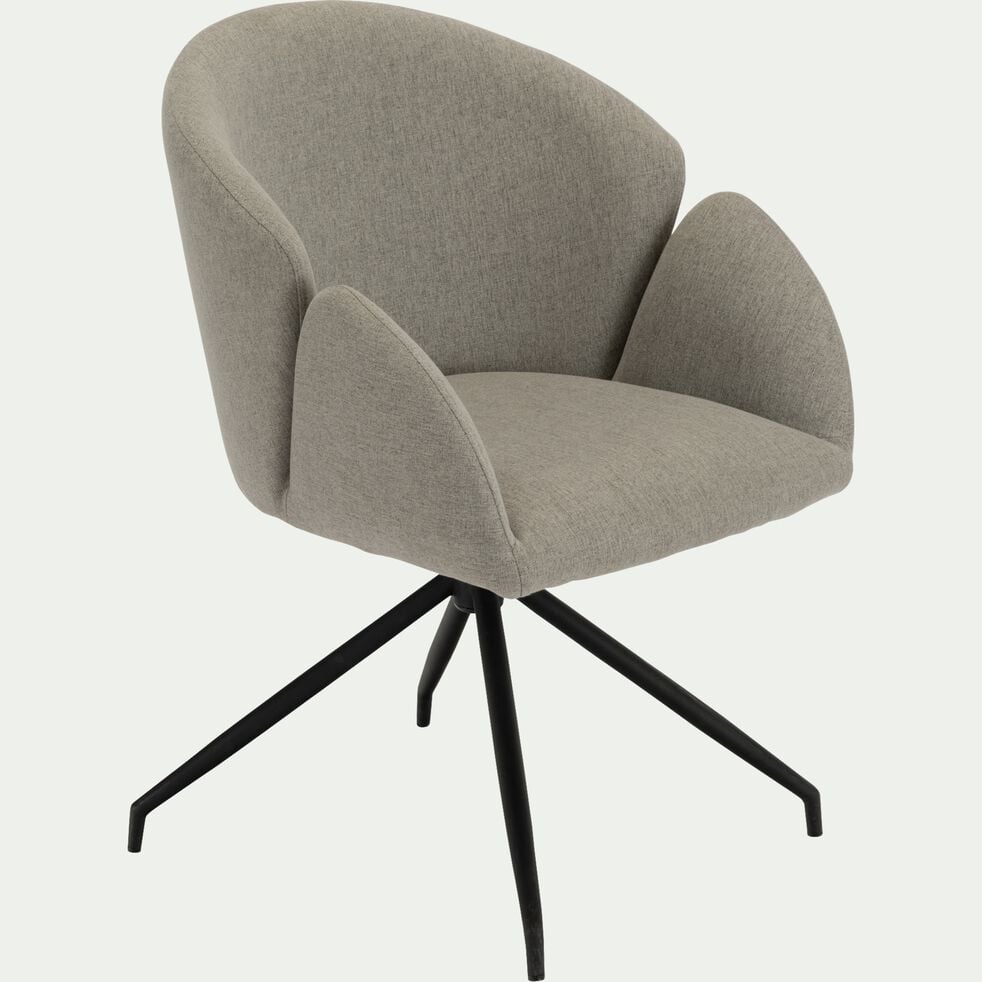 Chaise pivotante avec accoudoirs en tissu et piétement en fer - gris-GABRIEL