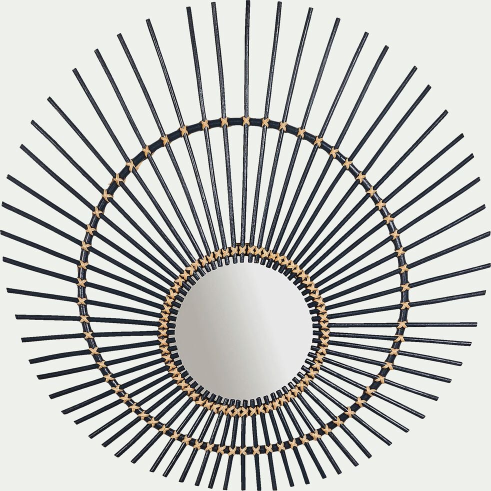Miroir oval en rotin - bleu d80cm-OLITO