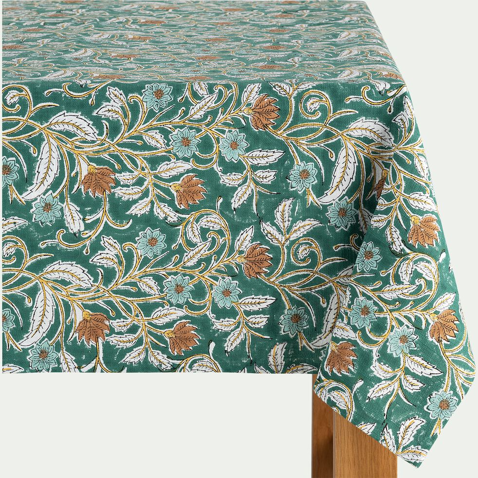 Nappe à motif floral en coton - vert 140x250cm - SARINEELA - 140x250cm - nappe - alinea