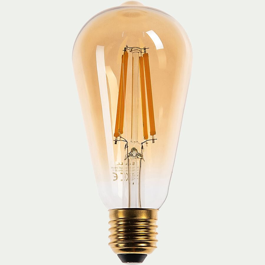Ampoule LED déco à filament poire lumière chaude 8W - ambre D6,4cm-EDIS