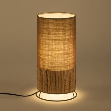 Lampe à poser cylindrique en rabane - D20xH40cm marron-OANA