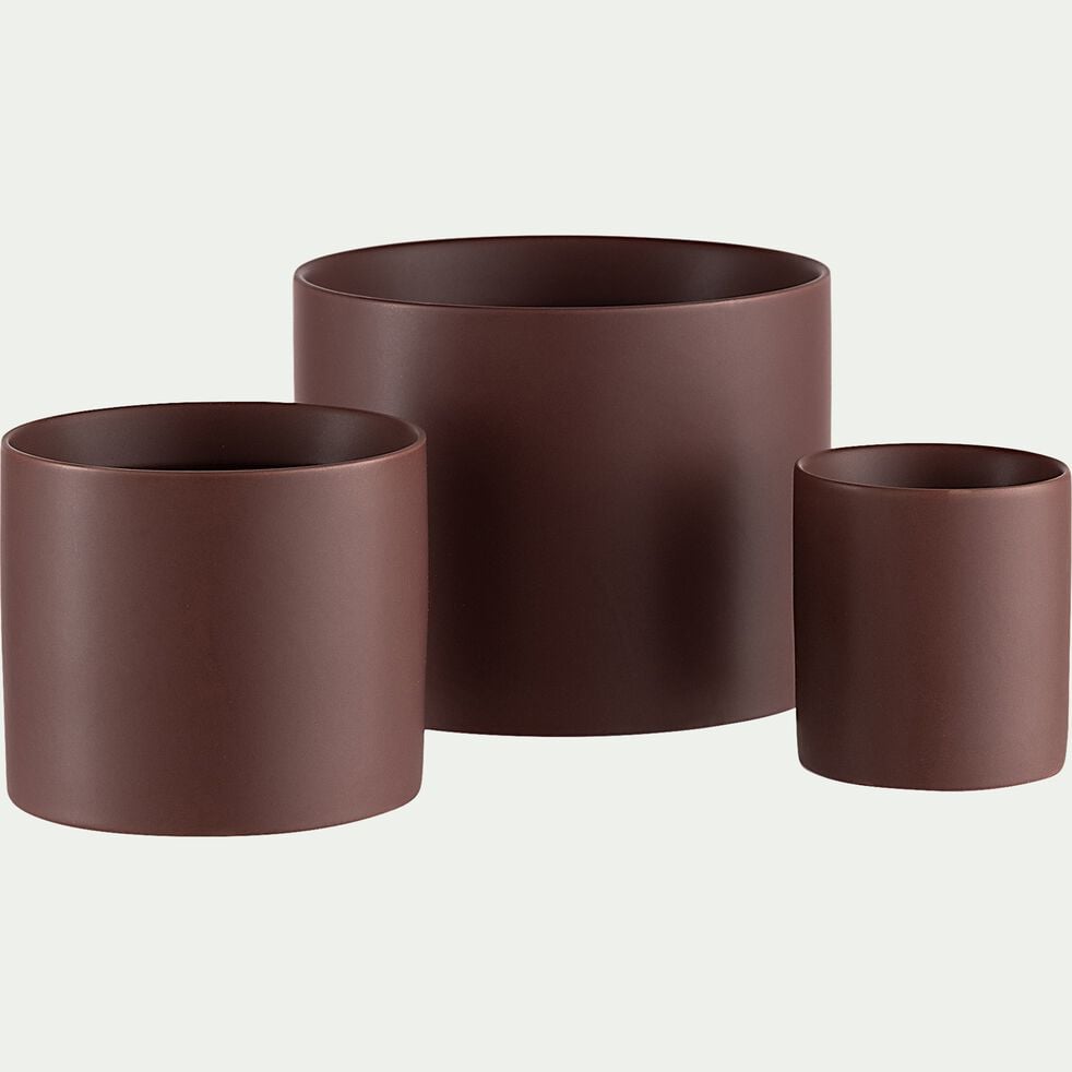 Cache-pot en céramique - brun rhassoul D14xH11cm-MARTIN