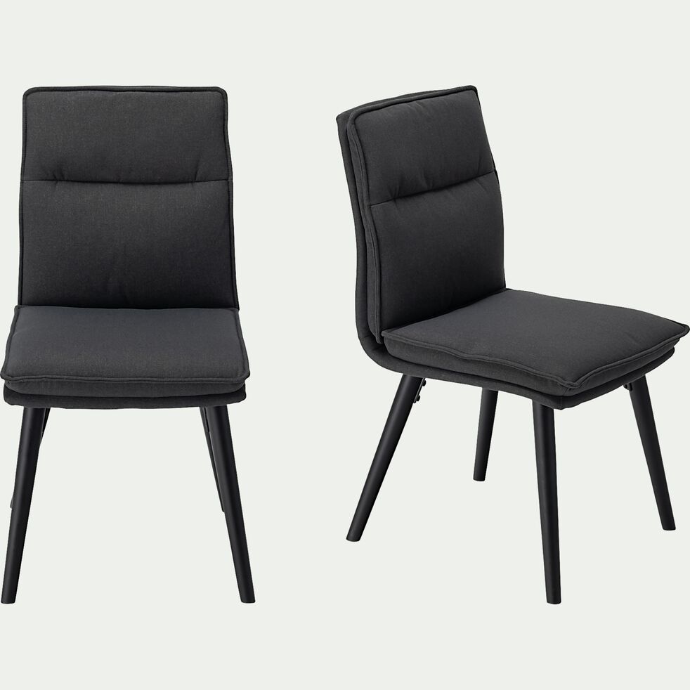 Chaise en tissu et piétement noir - gris ardoise-PATI