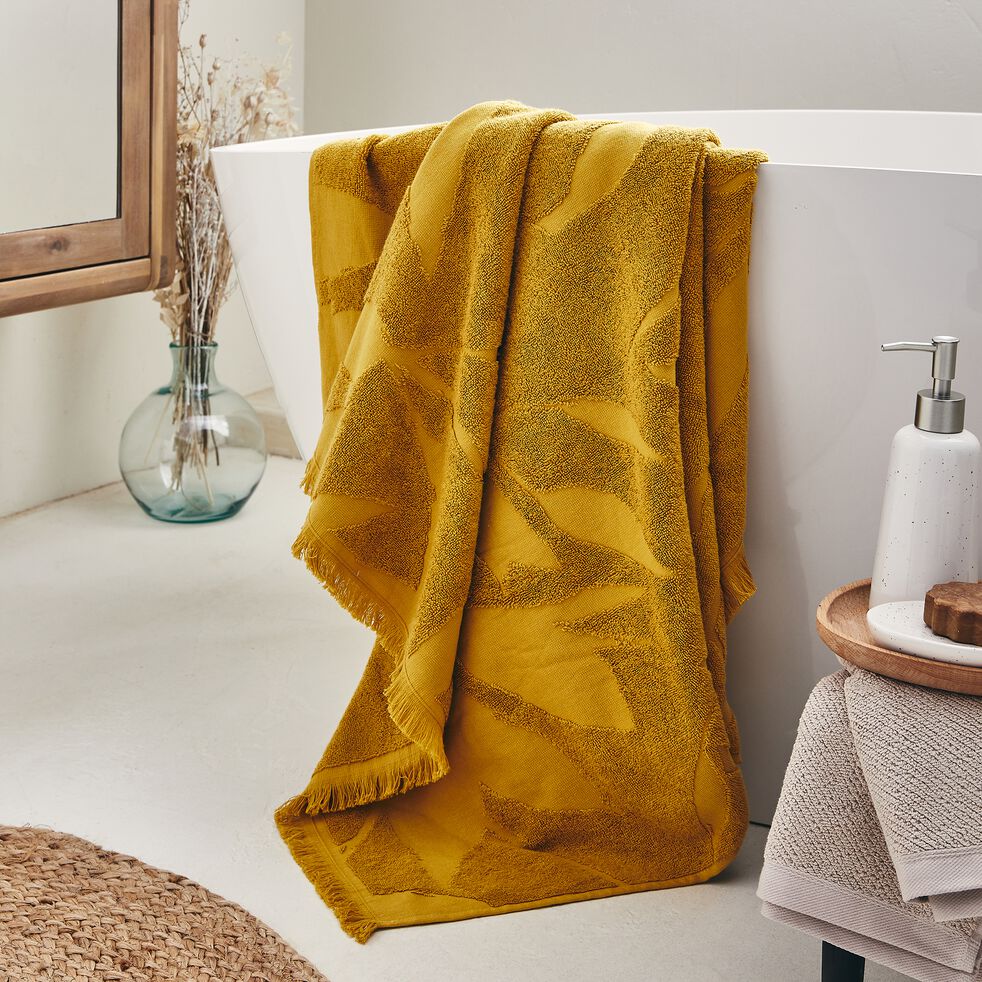 Drap de bain en coton - jaune argan 100x150cm - RYAD - al