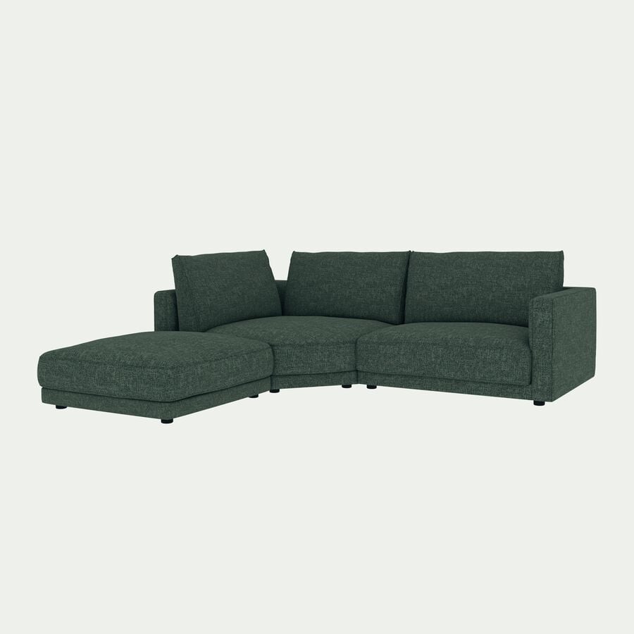 Canapé d'angle 4 places gauche en tissu tramé - vert cèdre-AUDES