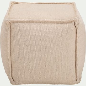 Pouf cubique en coton - beige D45xH45cm-CANVAS