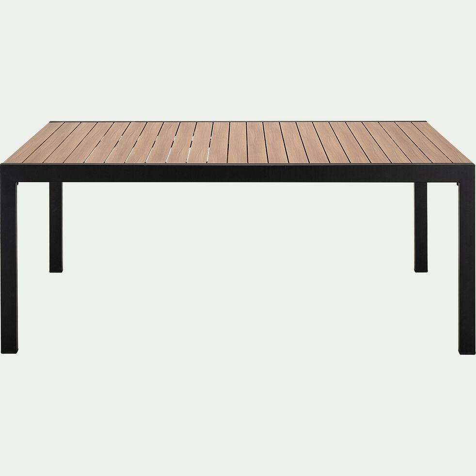 Table de jardin extensible en aluminium effet teck - noir (8 à 12 places)-VERDON