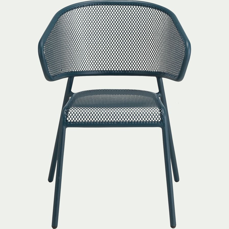 Chaise de jardin avec accoudoirs en acier - bleu figuerolles-RICARDO