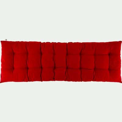 Coussin d'assise de banc matelassé en coton - rouge sumac 40x120cm-EMILIE