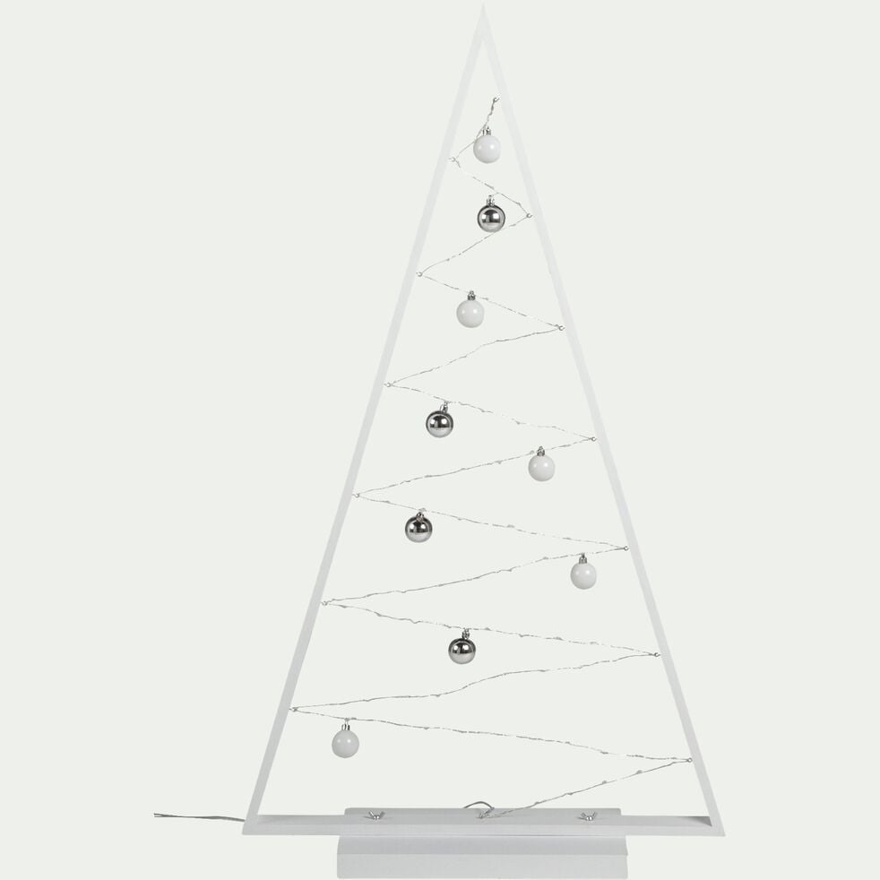 Sapin lumineux en bois H115cm - blanc-ARBRE