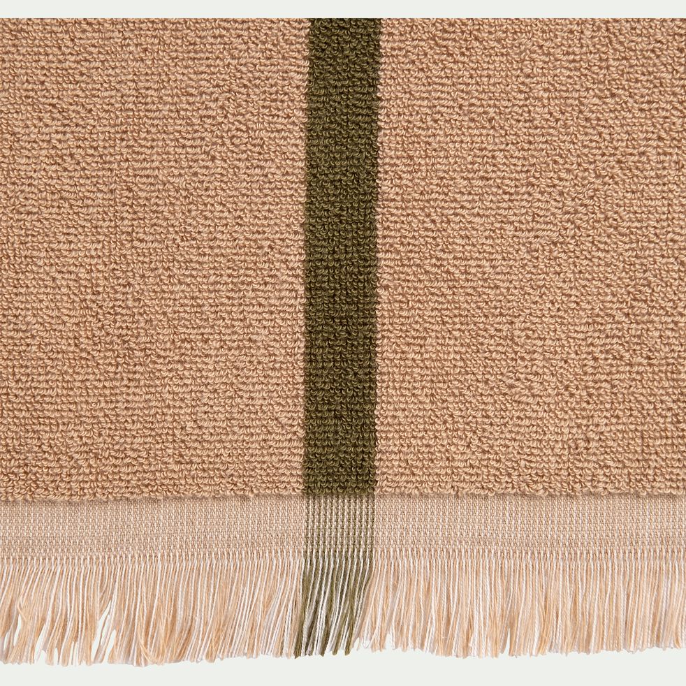 Drap de plage rayé en coton éponge - brun clay 100x180cm-RAMATUELLE