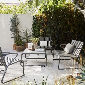 Table basse de jardin rectangulaire en aluminium - vert cèdre-DOUME