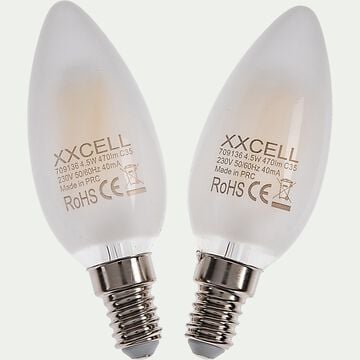 Lot de 2 ampoules LED flamme lumière neutre culot E14 - D3,5cm-STANDARD