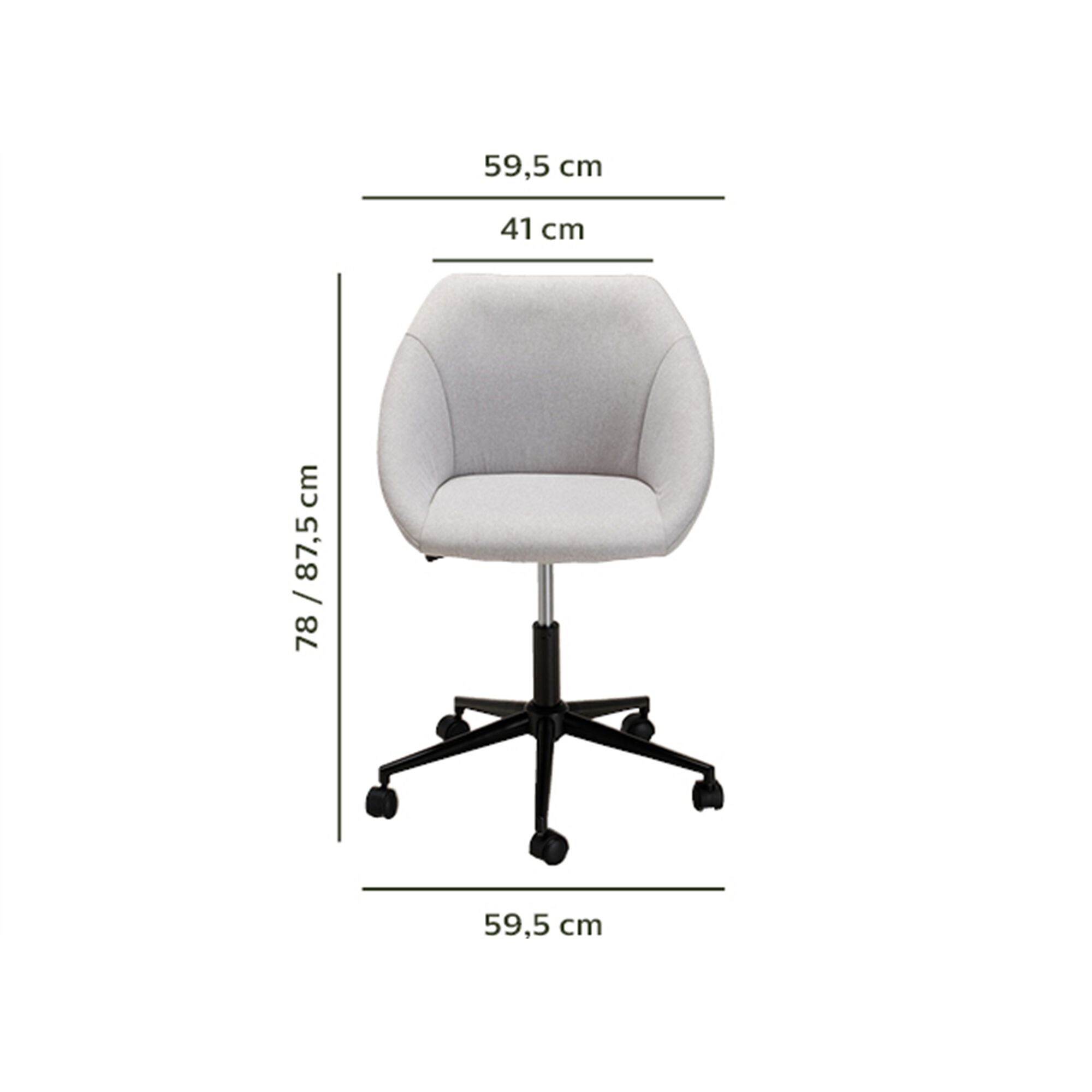 Chaise de bureau en tissu à roulettes - gris-LESTAQUE