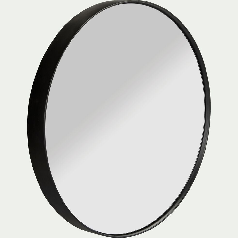 Miroir rond en bois noir D40cm-OUNDO