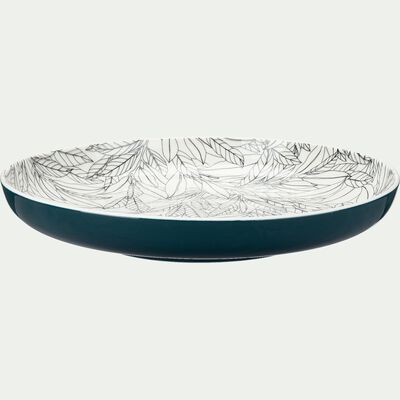 Assiette plate en porcelaine à motifs laurier - bleu figuerolles D26,8cm-AIX